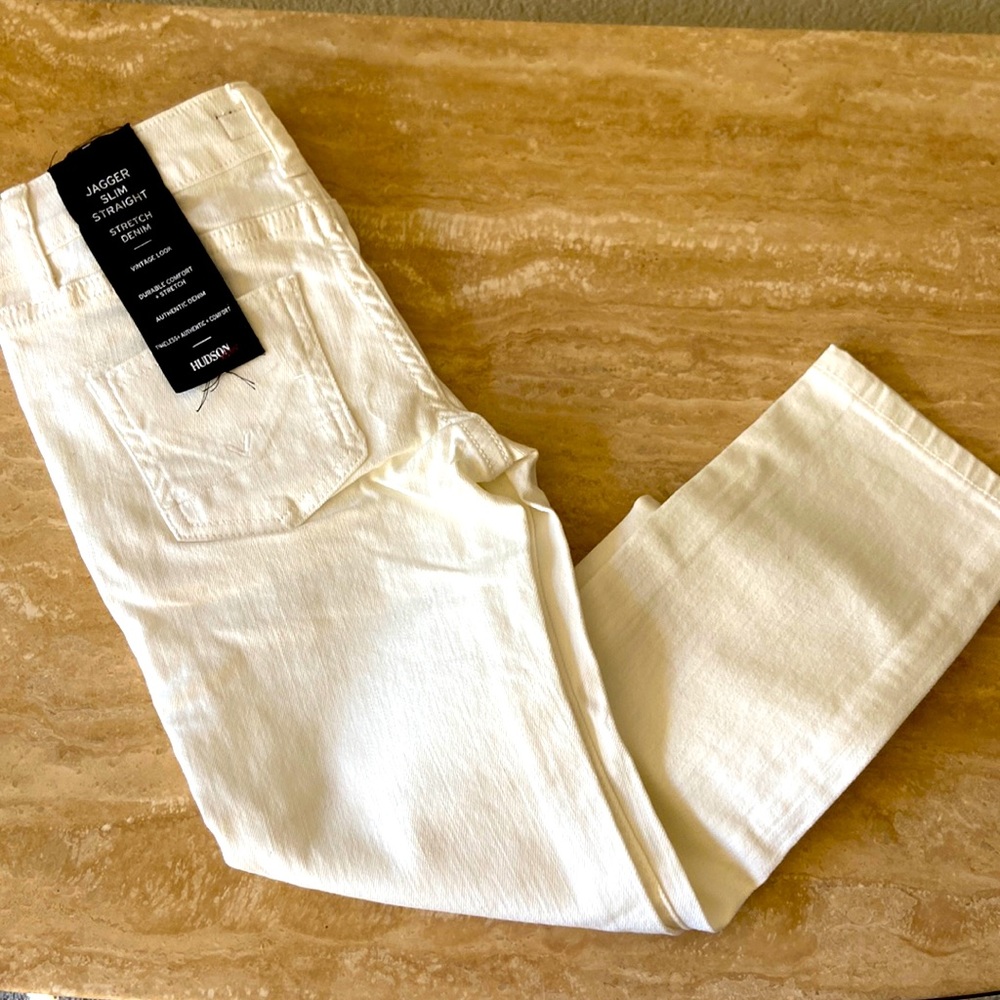 Hudson kids jagger slim straight stretch denim white jeans size 6